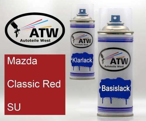 Mazda, Classic Red, SU: 400ml Sprühdose + 400ml Klarlack - Set, von ATW Autoteile West.